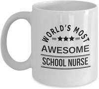 Giftme World's Most Awesome School Nurse Birthday Christmas Coffee Tea Mug Unique 11oz White Ceramic Mug.