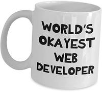 Giftme World's Okayest Web Developer, Website Development, Coffee Tea Mug Unique 11oz White Ceramic Mug.