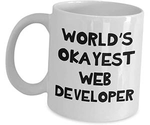 Giftme World's Okayest Web Developer, Website Development, Coffee Tea Mug Unique 11oz White Ceramic Mug.