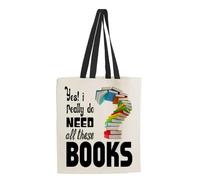 Giftme Yes I Really Do Need All These Books, Book Lover Gift, Shopping Bag, Tote Bag. (Black Handle)