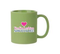 Giftme Yes,I'm Lesbian Now Fuck Off!, LBGT Mugs, 11oz Full Coloured Frosted Ceramic Mug. (Green)