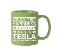 Giftme You Can't Buy Happiness, But You Can Buy A Tesla Christmas, Birthday, Friendship Day Coffee Tea Mug 11oz Full Coloured Frosted Ceramic Mug. (Green)