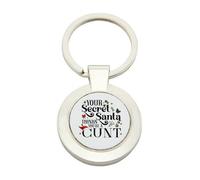 Giftme Your Secret Santa Thinks You're A Cunt, ractangle and round Metal Key Ring. (Round)
