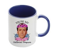 Giftme You're My National Treasure Coffee Mug, Nicolas Cage, Inside Coloured Mug, Ceramic Coffee, Tea Mug. (Navy Blue)