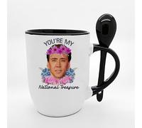 Giftme You're My National Treasure Coffee Mug, Nicolas Cage, Spoon Mug, Coffee, Tea Mug. (Black)
