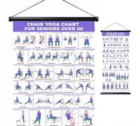 GiftNest Chair Yoga Wall Chart - 31 Poses for Seniors & Beginners - Fabric Poster with Hanging Rod & Rope - Durable, Foldable, and Easy to Display in Home or Office - Stretching & Mobility Guide