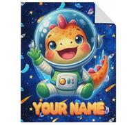 GiftoFLUX Dinosaur Fleece Blanket for Boys - Custom Personalised Toddler & Preteen Throw, Soft Plush Gift for Sons & Brothers (Available in 4 Sizes)