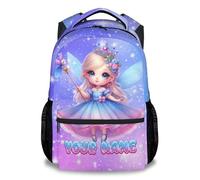 GiftoFLUX Fairy Girls School Backpack - 17 Inch Personalised Kids Rucksack with Name, Custom Pink School Bag for Girls Travel, Camping or Everyday Use