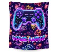 GiftoFLUX Gaming Blanket for Kids - Customized Gifts for Young Gamers - Soft Fleece Throws for Sofa & Bed - Available in 4 Sizes