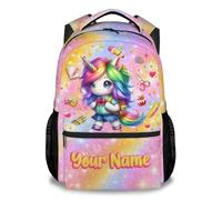 GiftoFLUX Girls Personalised Unicorn Backpack with Custom Name - Cute Rainbow Design | Durable School Rucksack for Kindergarten - Perfect for Back to School and Everyday Adventures