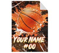 GiftoFLUX Personalised Basketball Blanket - Customizable Plush Fleece Throw for Boys & Girls - Anti-Pill Basketball Theme Gifts for Team Players with Name Option