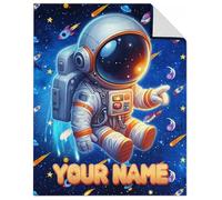 GiftoFLUX Personalised Boys' Blanket - Soft Flannel Planet Throw for Toddlers for Naptime & Bedding (Available in 4 Sizes)