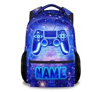 GiftoFLUX Personalised Boys Gaming Backpack with Your Name, 17 Inch Lightweight School Rucksack with Game Controller Print, Ergonomic Design for Boys and Girls, Ideal for School and Gaming Activities