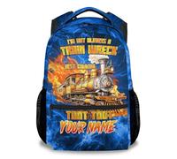 GiftoFLUX Personalised Boys Train Backpack With Name, 17 Inch School Bag For Preschool - Durable Kids Rucksack For Nursery, Kindergarten & Elementary Children, Lightweight Backpack For Boys
