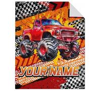 GiftoFLUX Personalised Boys' Truck Blanket - Cozy Plush Throw for Kids' Room, for Toddlers - Available in 4 Sizes