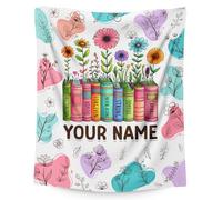 GiftoFLUX Personalised Christian Flannel Blanket for Girls - Custom Name Lightweight Throw with Floral Design, Soft & Warm Blanket for Couch or Bed for Daughters
