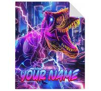 GiftoFLUX Personalised Dinosaur Blanket - Soft Flannel Throw for Kids & Teens - Custom Name Option - Ideal Bedding Gift - Available in 4 Sizes