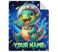 GiftoFLUX Personalised Dinosaur Blankets for Boys - Custom Flannel Throws, Cozy Gifts for Toddlers & Kids (Available in 4 Sizes)