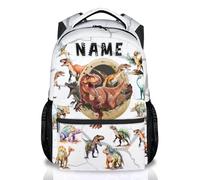 GiftoFLUX Personalised Dinosaur School Backpack with Name and Initials Customisation, Lightweight Children’s Rucksack for Boys and Girls Ages 6 to 10 Years Old for Daily School Use