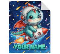 GiftoFLUX Personalised Dinosaur Throw Blanket for Kids - Custom Flannel Gifts for Toddlers and Boys (Available in 4 Sizes)