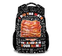 GiftoFLUX Personalised Funny Bacon Backpack with Name for Boys and Girls - 17 Inch Large Capacity Lightweight Bookbag for Primary School, Nursery and Travel