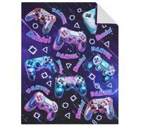 GiftoFLUX Personalised Gamer Blanket for Boys - Custom Name Fleece Throw, Gamepad Pattern Blanket, Anti-Pill Plush Fabric, Available in 4 Sizes for Couch and Bed