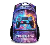 GiftoFLUX Personalised Gaming School Backpack with Customisable Name - 17 Inch Lightweight Durable Cool Boys Gamer Bookbag for Teenagers in Secondary Education