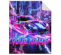 GiftoFLUX Personalised Kids Blanket for Boys - Custom Name Racing Car Flannel Throw - Soft Plush Blanket for Toddler Son, Perfect for Couch & Sofa - Available in 4 Sizes