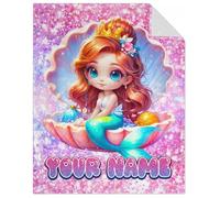 GiftoFLUX Personalised Mermaid Blanket for Kids - Custom Name Soft Flannel Throw, 40x50 Inches - Cute Toddler Gifts for Daughters, Ideal for Sofa or Chair Decor