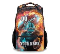 GiftoFLUX Personalised Name Rugby Backpack for Boys - 17 Inch Durable Large Capacity School Sports Rucksack Bookbag for Kids Youth Rugby Players Age 6 to 14 Years Old