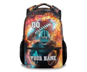 GiftoFLUX Personalised Name Rugby Backpack for Boys - 17 Inch Durable Large Capacity School Sports Rucksack Bookbag for Kids Youth Rugby Players Age 6 to 14 Years Old