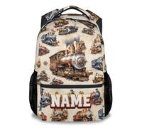 GiftoFLUX Personalised Train Kids Backpack - Custom Name School Rucksack for Toddler, Preschool, Nursery Boys and Girls, 17 Inch Childrens Bookbag with Ergonomic Padded Straps