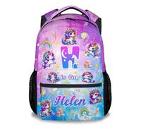 GiftoFLUX Personalised Unicorn Kids Backpack with Name & Initial | Custom Children’s School Bag, Durable Oxford Fabric Rucksack for Boys and Girls,Daycare, Travel & Everyday Use