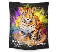 GiftoFLUX Personalized Leopard Throw Blanket for Boys - Custom Name, Anti-Pill Flannel Material,Lightweight Cool Animal Print Blanket for Couch, Sofa & Bed for Kids, Teens & Adults