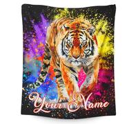 GiftoFLUX Personalized Tiger Blanket for Boys - Custom Name Soft Anti-Pill Flannel Throw,Lightweight Cool Animal Print for Kids, Teens & Adults - Ideal for Couch, Sofa, Bed & Travel Decor