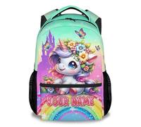 GiftoFLUX School bag - Personalised Name Customisation Rucksack, 17 Inch Unicorn Backpack with Adjustable Padded Shoulder Straps, Lightweight & Durable Bookbag for Teenagers Teens Nursery Reception