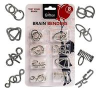 Gifton - Metal Brain Teaser Wire Jigsaw Puzzle - Mind IQ Test Toy - Gift Age 6+ for Kids Boys Girls Teens Men Women Adult Birthday Present - Cracker Christmas Stocking Filler (Pack of 8)