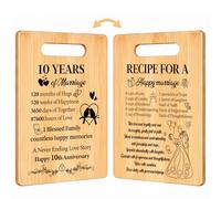 Giftota 10th Tin Wedding Anniversary Present for Couples, Bamboo Chopping Board with Double-Sided Printing and Greeting Card, Tin Anniversary Presents for Wife, Husband, Parents