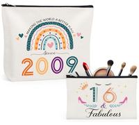 Giftota 16th Birthday Gifts Girl, 2Pcs Rainbow Cosmetic Bags Travel Makeup Bag, Funny 2009 Sweet 16 Gifts for Girls, 16 Year Old Present Ideas