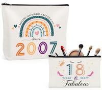 Giftota 18th Birthday Gifts for Girls, 2Pcs Rainbow Cosmetic Bags Travel Makeup Bag, Funny 2007 18th Birthday Gifts, 18 Year Old Girls Present Ideas