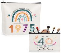 Giftota 40th Birthday Gifts for Women, 2Pcs Rainbow Cosmetic Bags Travel Makeup Bag, Funny 1985 Birthday Gifts for Women, 40 Year Old Lady Present Ideas