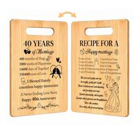 Giftota 40th Ruby Wedding Anniversary Present for Couples, Bamboo Chopping Board with Double-Sided Printing and Greeting Card, Ruby Anniversary Presents for Wife, Husband, Parents and Grandparents