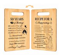 Giftota 50th Golden Wedding Anniversary Present for Couples, Bamboo Chopping Board with Double-Sided Printing & Greeting Card, Golden Anniversary Presents for Wife, Husband, Parents and Grandparents