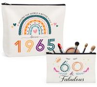 Giftota 60th Birthday Gifts for Women, 2Pcs Rainbow Cosmetic Bags Travel Makeup Bag, Funny 1965 Birthday Gifts for Women, 60 Year Old Lady Present Ideas