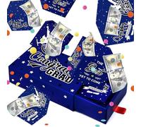Giftota Graduation Gifts Money Box for Women Men, Graduation Surprise Gift Explosion Gift Box for Money, Cash Explosion Gift Box with Confett, Mystery Money Box for Cash Gifts - Blue