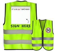 Giftota Men's 50th Birthday Funny Sign Here Vest, Party Gift for Adults, One Size, Polyester, Zip Closure, Sleeveless