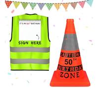 Giftota Original 50th Birthday Gift 2pcs, Safety Cone and Vest 50th Birthday Men, Gift Man Party Accessories, Funny Party Decoration for Women Men Dad Grandpa