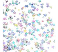 Giftota Silver Holographic Star Confetti - Iridescent Table Decor for Birthday Party, Wedding Anniversary - 30g Glitter Sequin Scatter (Holographic Silver)(BG)