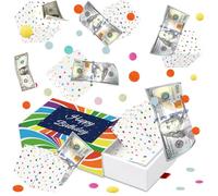 Giftota Surprise Money Pop Up Explosion Happy Birthday Gift Box, Birthday Money Box Cash Gift Pull - Colorful Ribbons