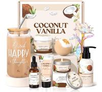 GiftPeak Spa Gift Baskets For Women Vanilla Coconut Bath & Body Set For Women Self Care Home Gift Relaxing Bath Set For Mom Wife Sister Friends Girlfriend R
